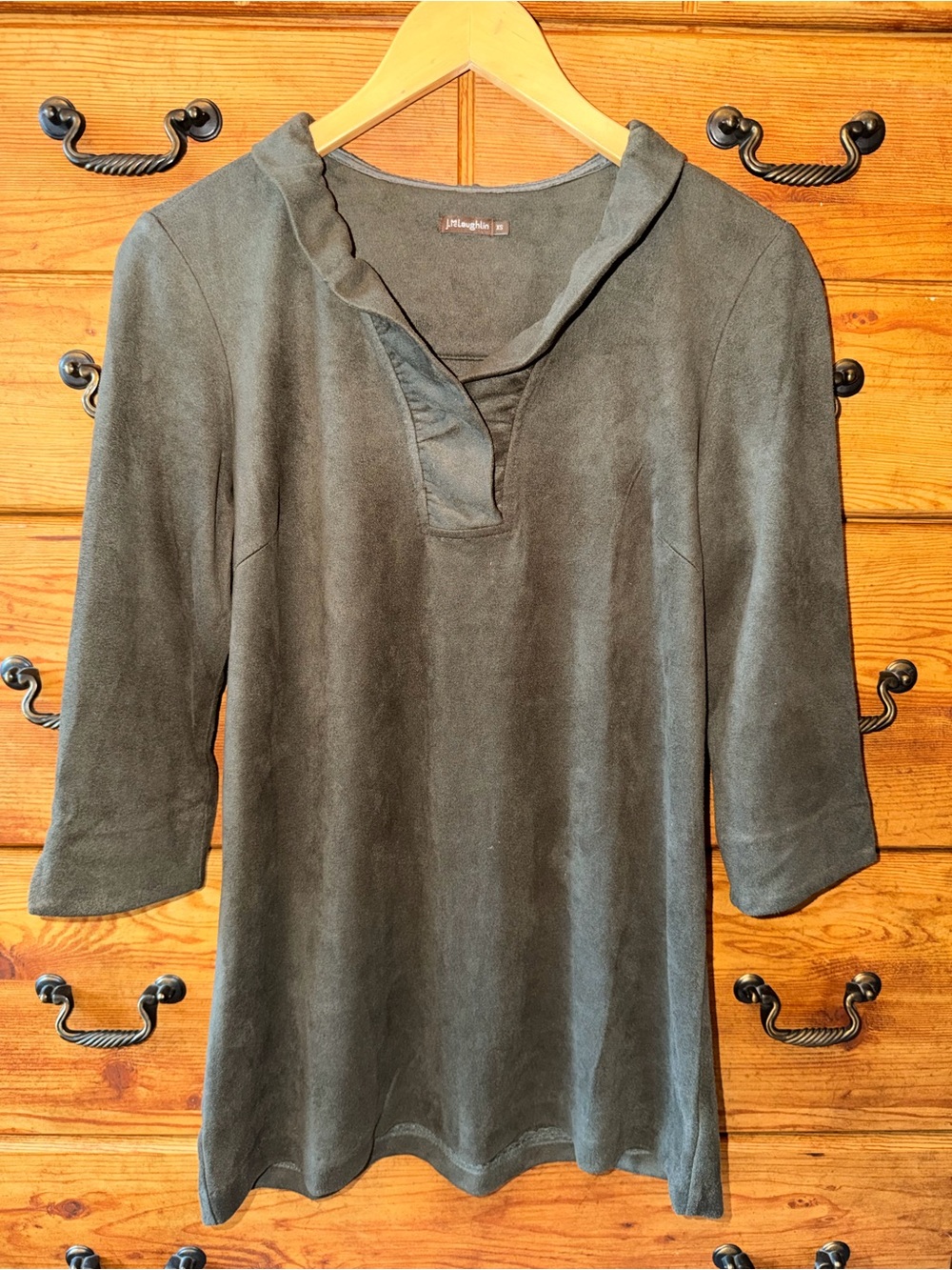 J McLaughlin Olive Suede Tunic Top